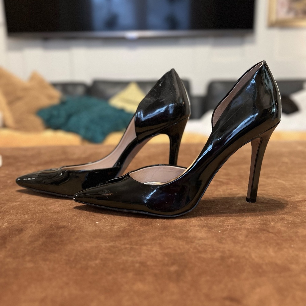 Jessica Simpson Claudette Black Patent Leather Heel